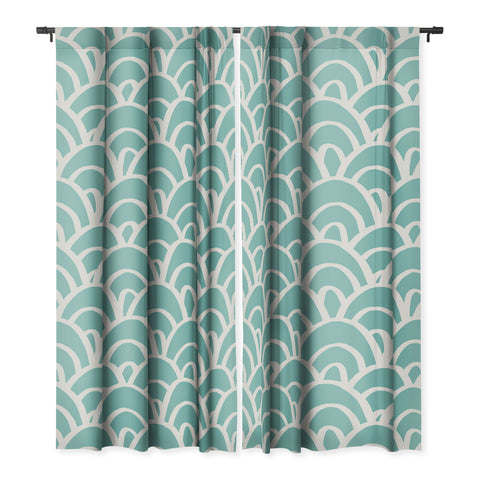 Avenie Hand Drawn Wave Teal Blackout Non Repeat