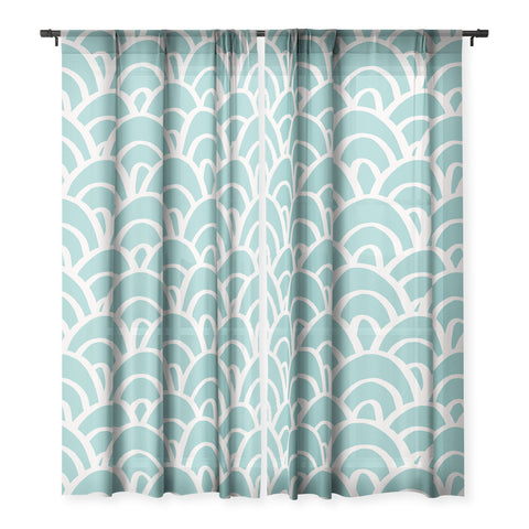 Avenie Hand Drawn Wave Teal Sheer Non Repeat