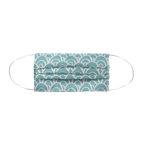 Avenie Hand Drawn Wave Teal Face Mask