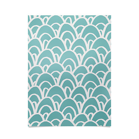 Avenie Hand Drawn Wave Teal Poster