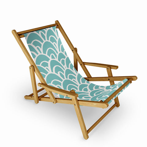 Avenie Hand Drawn Wave Teal Sling Chair
