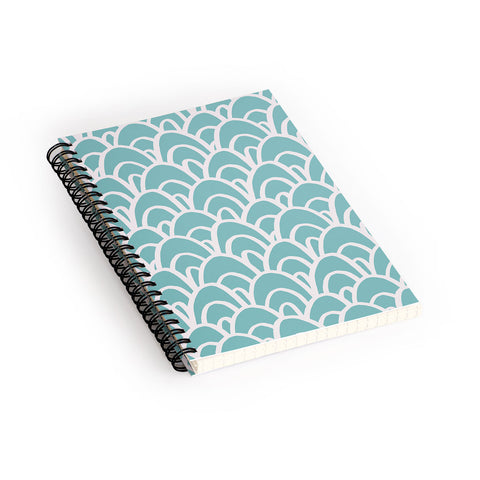 Avenie Hand Drawn Wave Teal Spiral Notebook