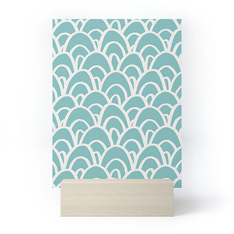 Avenie Hand Drawn Wave Teal Mini Art Print