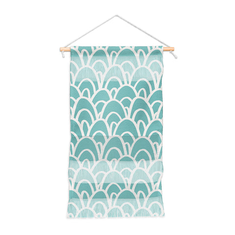Avenie Hand Drawn Wave Teal Wall Hanging Portrait