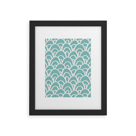 Avenie Hand Drawn Wave Teal Framed Art Print