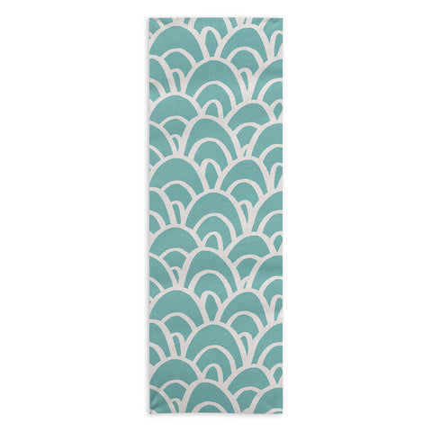 Avenie Hand Drawn Wave Teal Yoga Towel