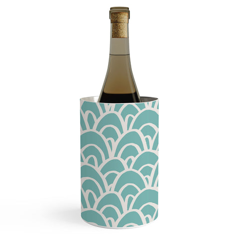 Avenie Hand Drawn Wave Teal Wine Chiller