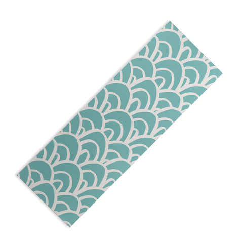 Avenie Hand Drawn Wave Teal Yoga Mat