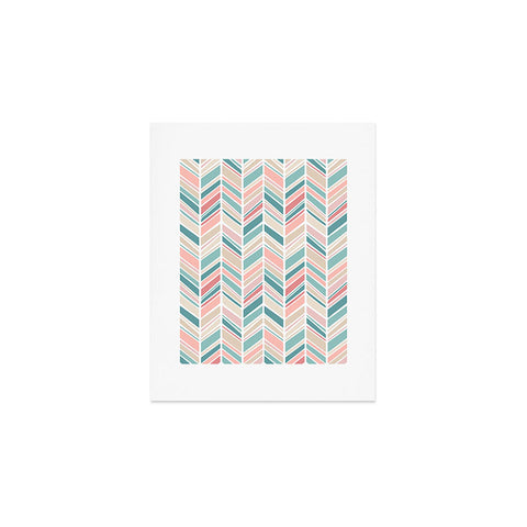 Avenie Herringbone Teal and Pink Art Print