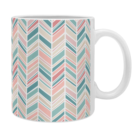 Avenie Herringbone Teal and Pink Coffee Mug