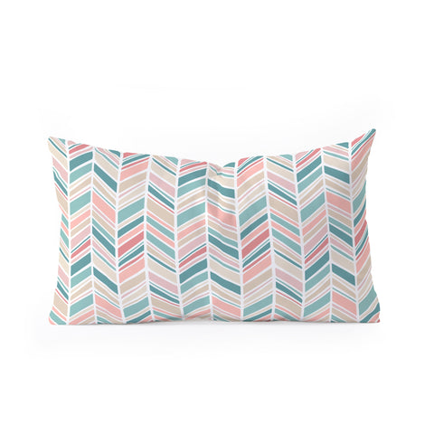 Avenie Herringbone Teal and Pink Oblong Throw Pillow