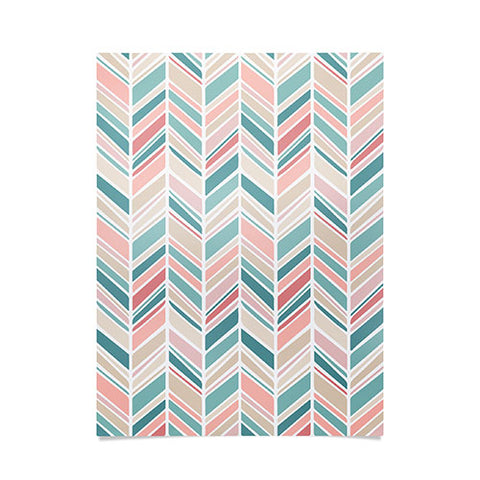 Avenie Herringbone Teal and Pink Poster