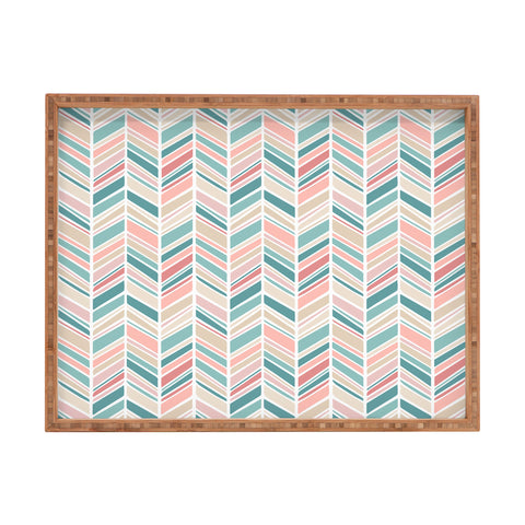 Avenie Herringbone Teal and Pink Rectangular Tray