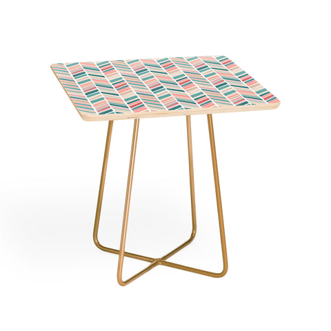 Avenie Herringbone Teal and Pink Side Table