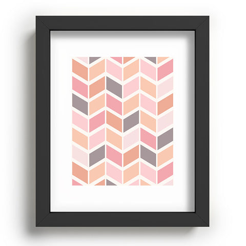 Avenie Herringbone Vintage Pink Recessed Framing Rectangle