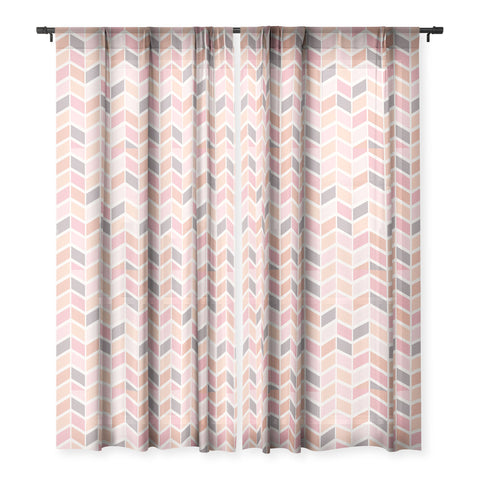 Avenie Herringbone Vintage Pink Sheer Window Curtain