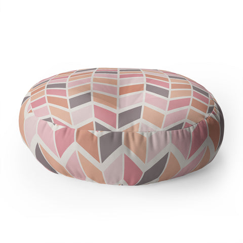 Avenie Herringbone Vintage Pink Floor Pillow Round