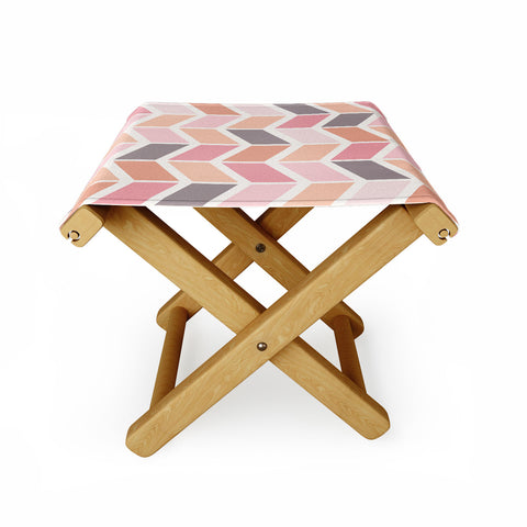 Avenie Herringbone Vintage Pink Folding Stool