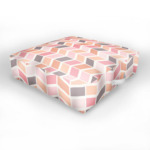 Avenie Herringbone Vintage Pink Outdoor Floor Cushion