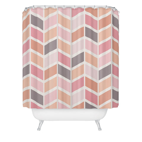 Avenie Herringbone Vintage Pink Shower Curtain