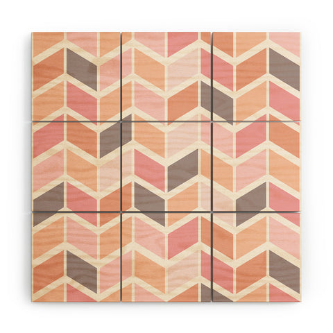 Avenie Herringbone Vintage Pink Wood Wall Mural
