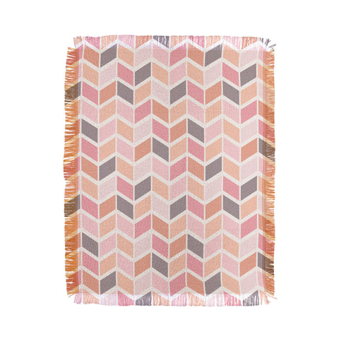 Avenie Herringbone Vintage Pink Throw Blanket