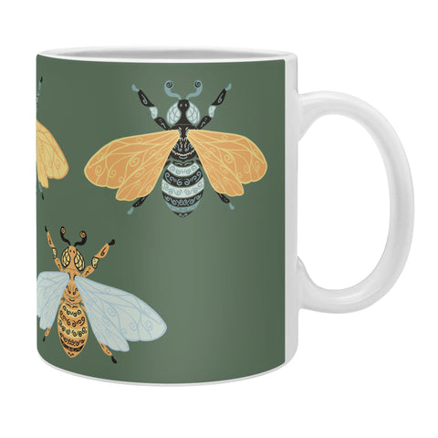 Avenie Honey Bee Pattern Green Coffee Mug