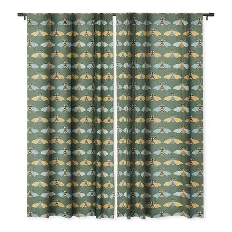 Avenie Honey Bee Pattern Green Blackout Non Repeat