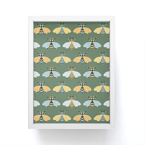 Avenie Honey Bee Pattern Green Framed Mini Art Print