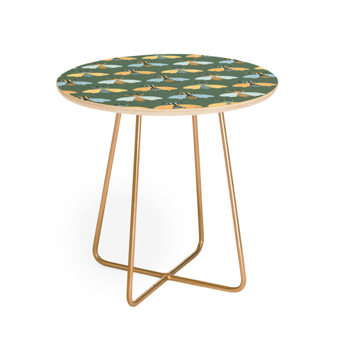 Avenie Honey Bee Pattern Green Round Side Table