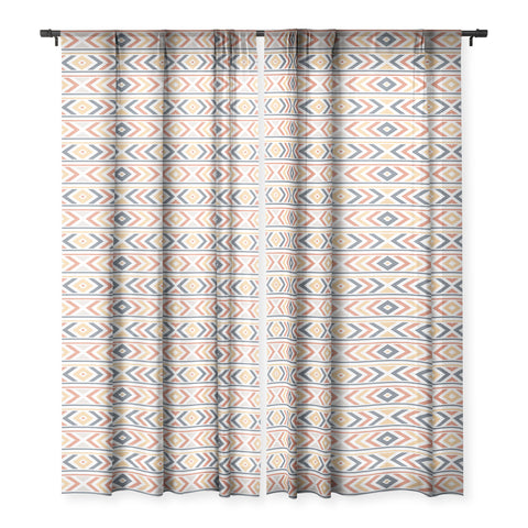 Avenie Horizontal Aztec Sheer Window Curtain