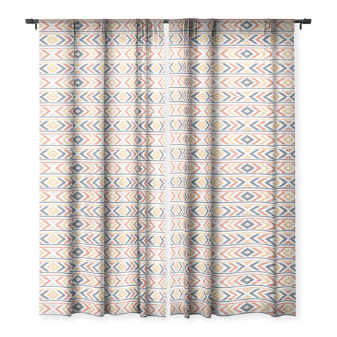 Avenie Horizontal Aztec Sheer Window Curtain