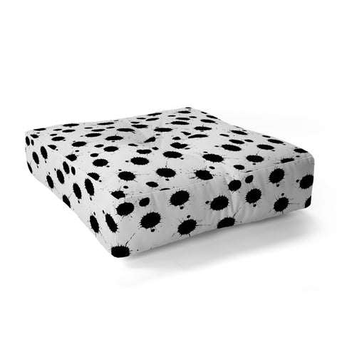 Avenie Ink Blotches Black and White Floor Pillow Square