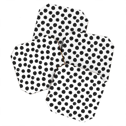 Avenie Ink Circles Black and White Coaster Set