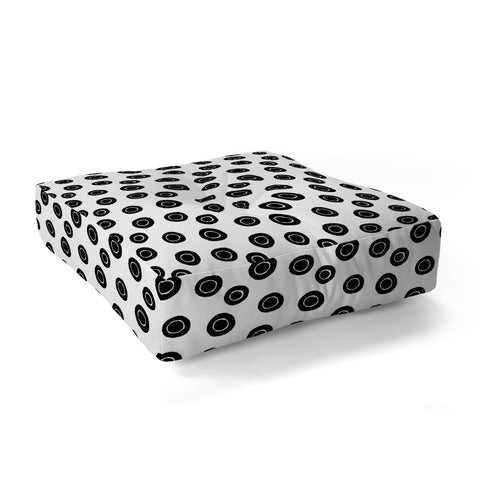 Avenie Ink Circles Black and White Floor Pillow Square