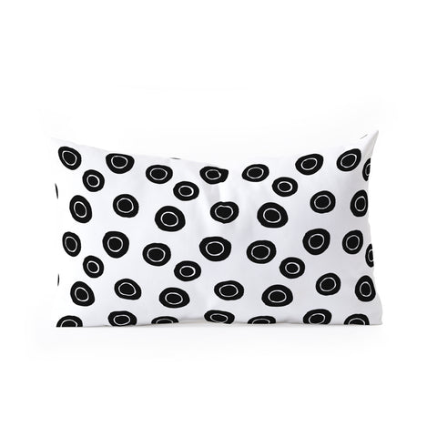 Avenie Ink Circles Black and White Oblong Throw Pillow