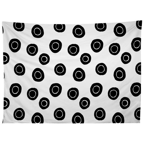 Avenie Ink Circles Black and White Tapestry