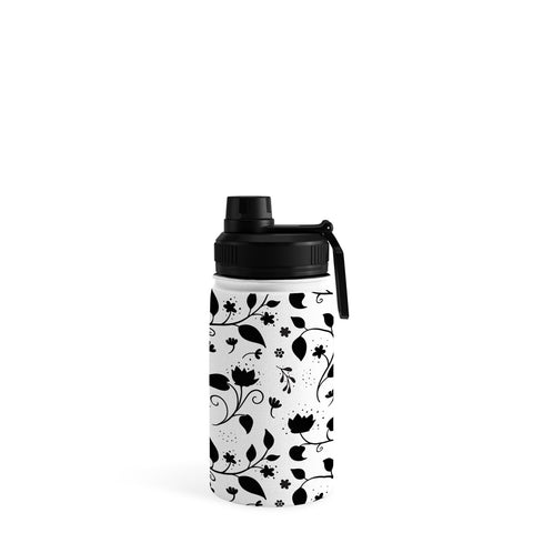 Avenie Ink Floral Black And White Water Bottle