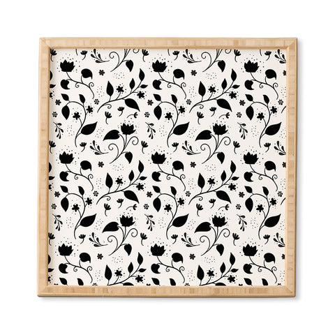 Avenie Ink Floral Black And White Framed Wall Art