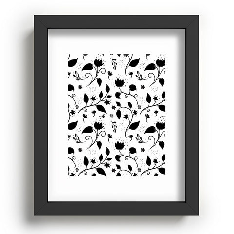 Avenie Ink Floral Black And White Recessed Framing Rectangle