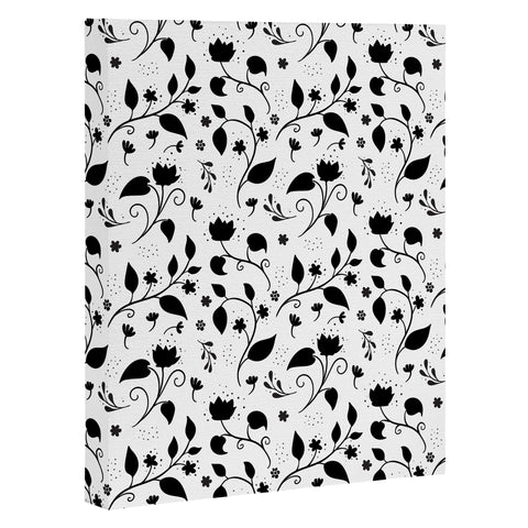 Avenie Ink Floral Black And White Art Canvas