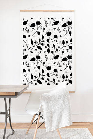 Avenie Ink Floral Black And White Art Print And Hanger