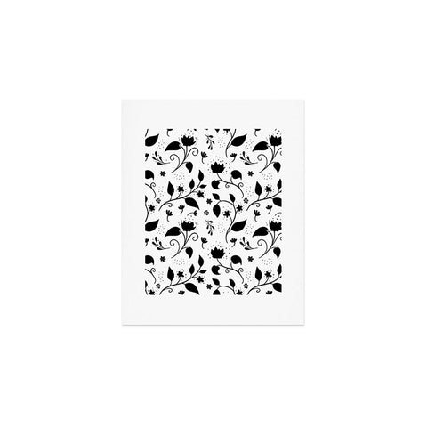 Avenie Ink Floral Black And White Art Print