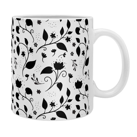 Avenie Ink Floral Black And White Coffee Mug