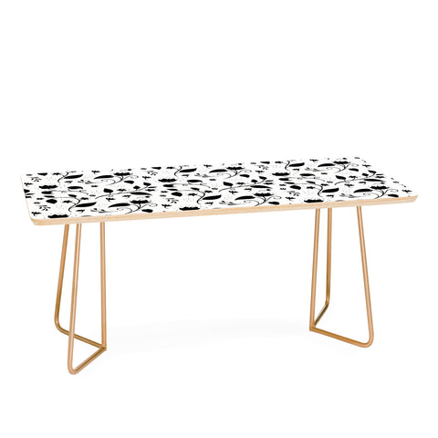 Avenie Ink Floral Black And White Coffee Table