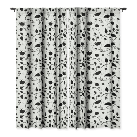 Avenie Ink Floral Black And White Blackout Non Repeat