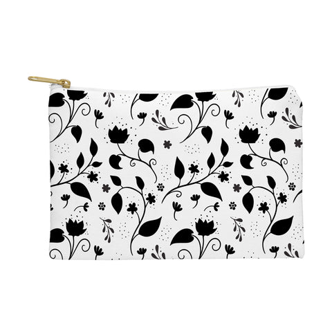 Avenie Ink Floral Black And White Pouch