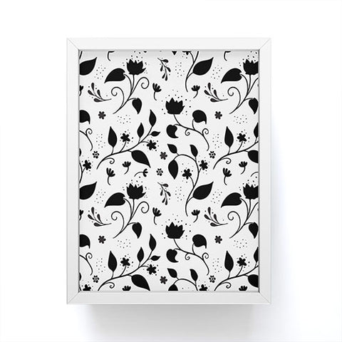 Avenie Ink Floral Black And White Framed Mini Art Print