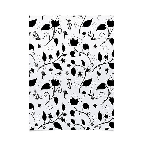 Avenie Ink Floral Black And White Poster