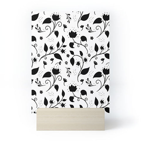 Avenie Ink Floral Black And White Mini Art Print